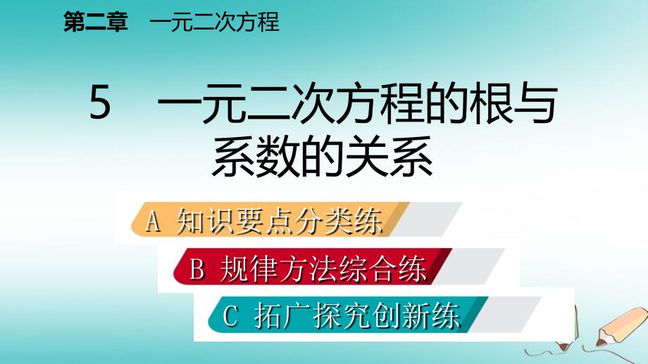 2018年秋九年级数学上册第二章一元二次方程5一元二次方程的根与系数的关系习题课件（新版）北师大版_第2页