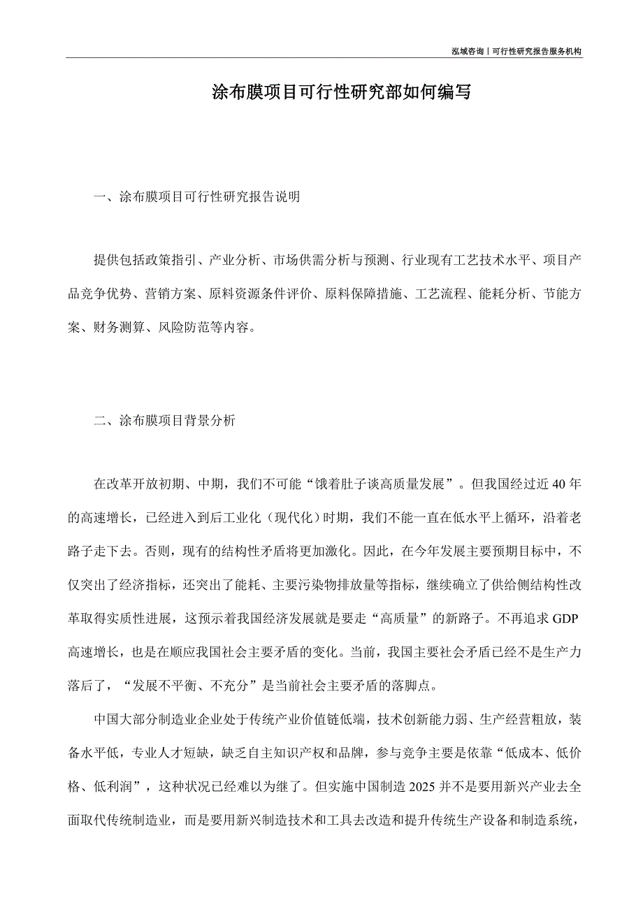 涂布膜项目可行性研究部如何编写_第1页