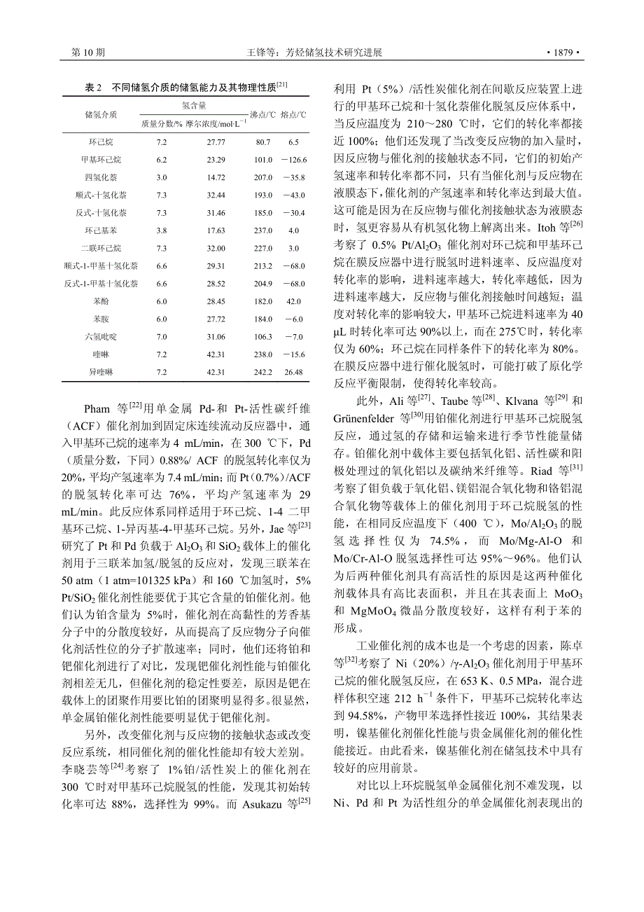 芳烃储氢技术研究进展_第3页