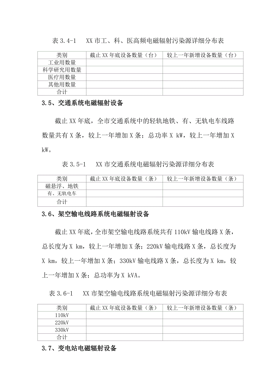 甘肃省各地市州电磁辐射申报登记总结报告格式_第3页