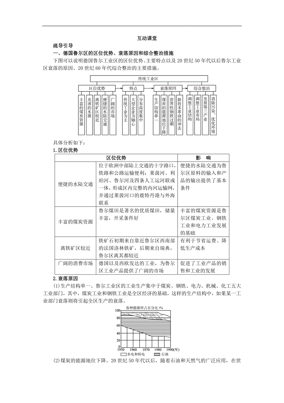 地理人教版必修2课堂探究学案：第四章第三节传统工业区与新兴工业区含解析_第1页