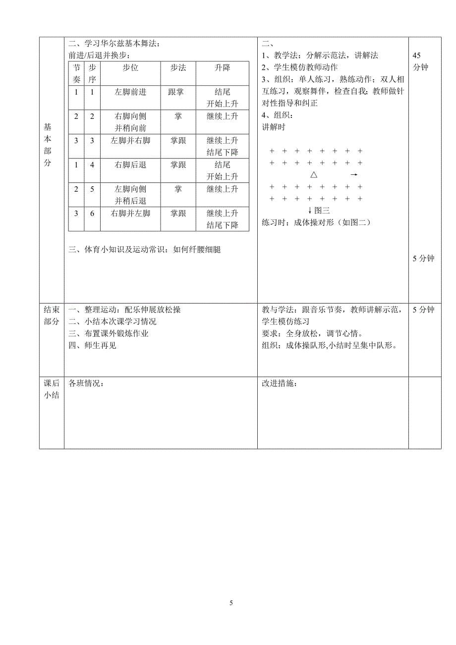 公共体育课《舞蹈》教案-11课时_第5页