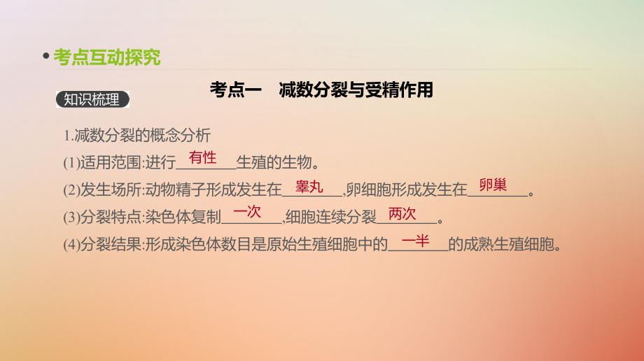 2019届高考生物一轮复习第4单元细胞的生命历程第13讲减数分裂和受精作用课件_第3页