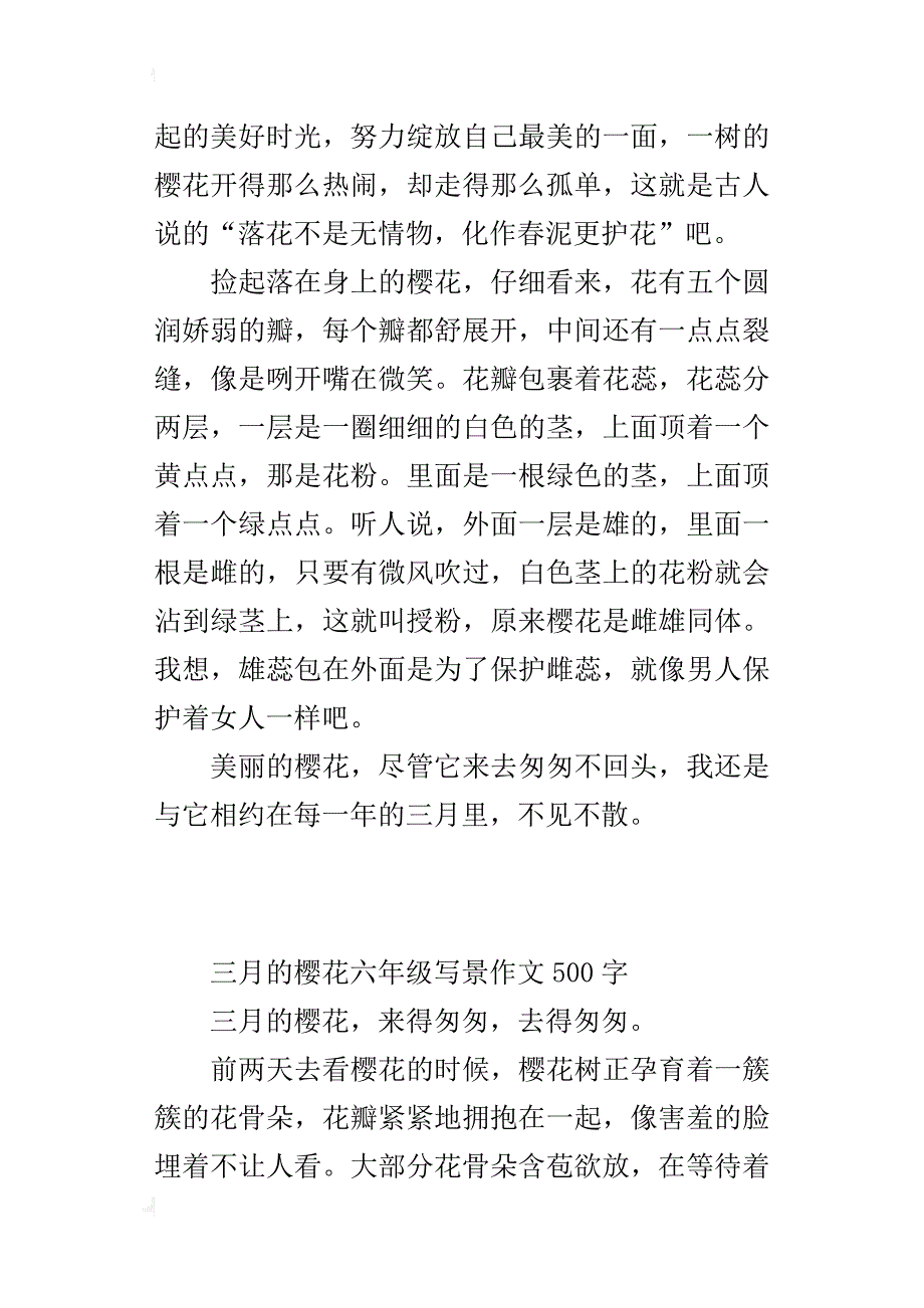 三月的樱花六年级写景作文500字_第2页