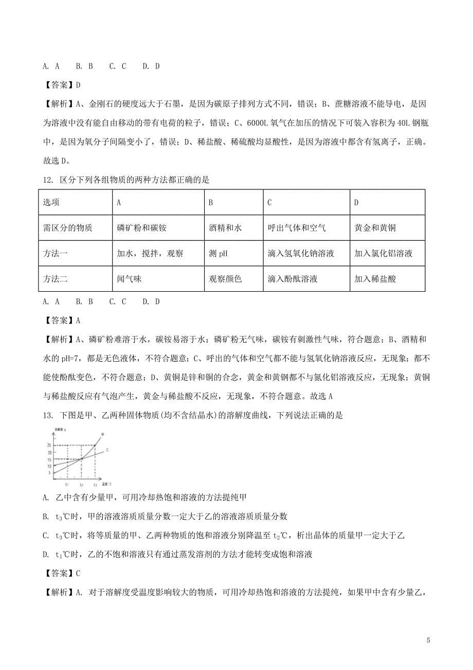 黑龙江省哈尔滨市2018年度中考化学真题试题（含解析）_第5页