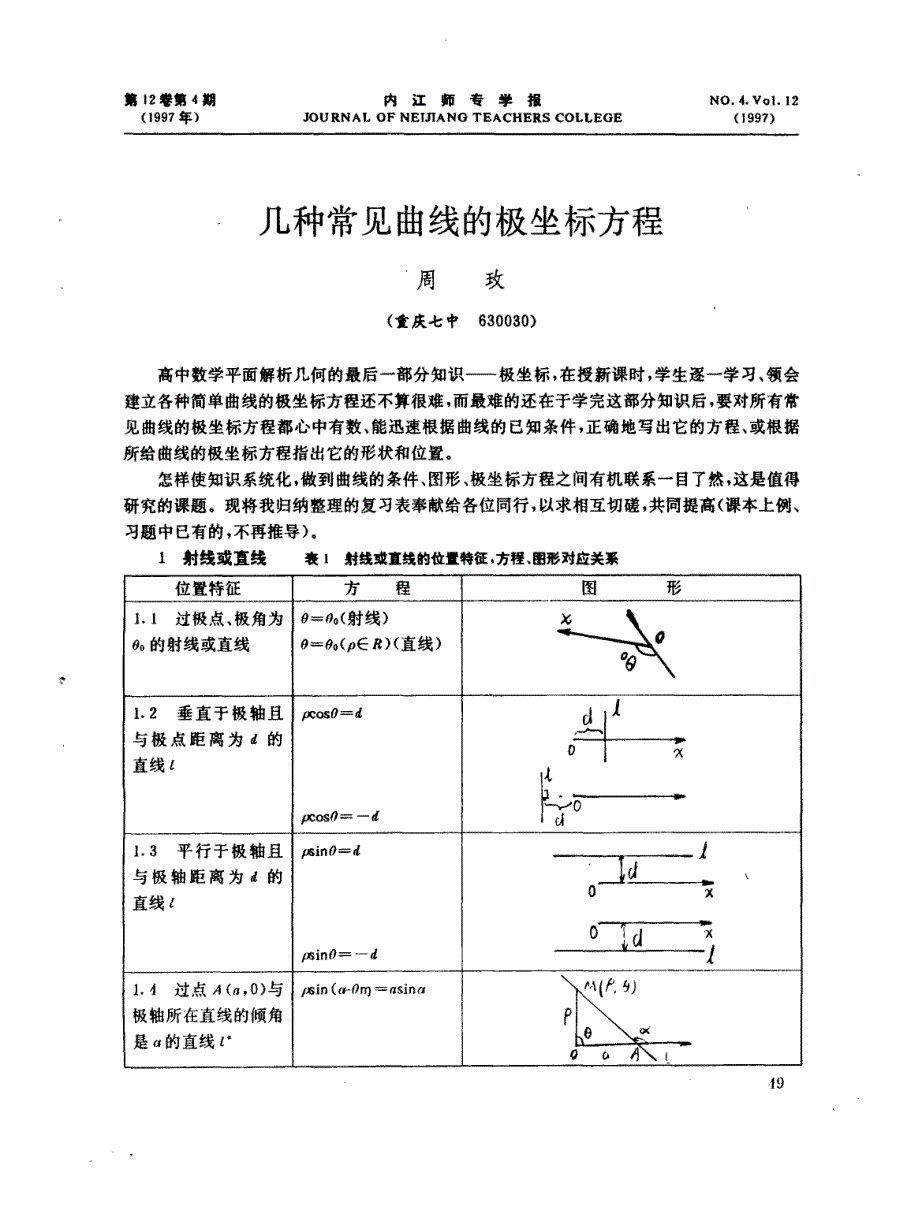 几种常见曲线的极坐标方程_第1页