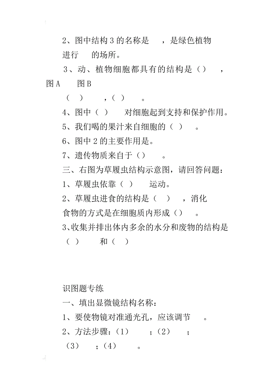 中考复习题初中生物识图题专项练习题下载_第2页