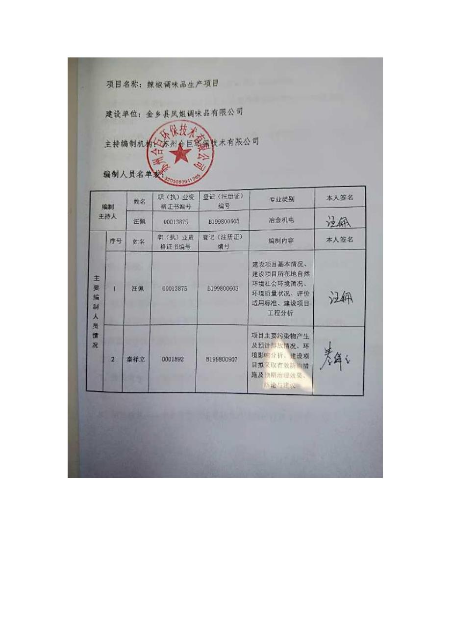 金乡县凤姐调味品公司辣椒调味品生产项目环境影响报告表_第4页