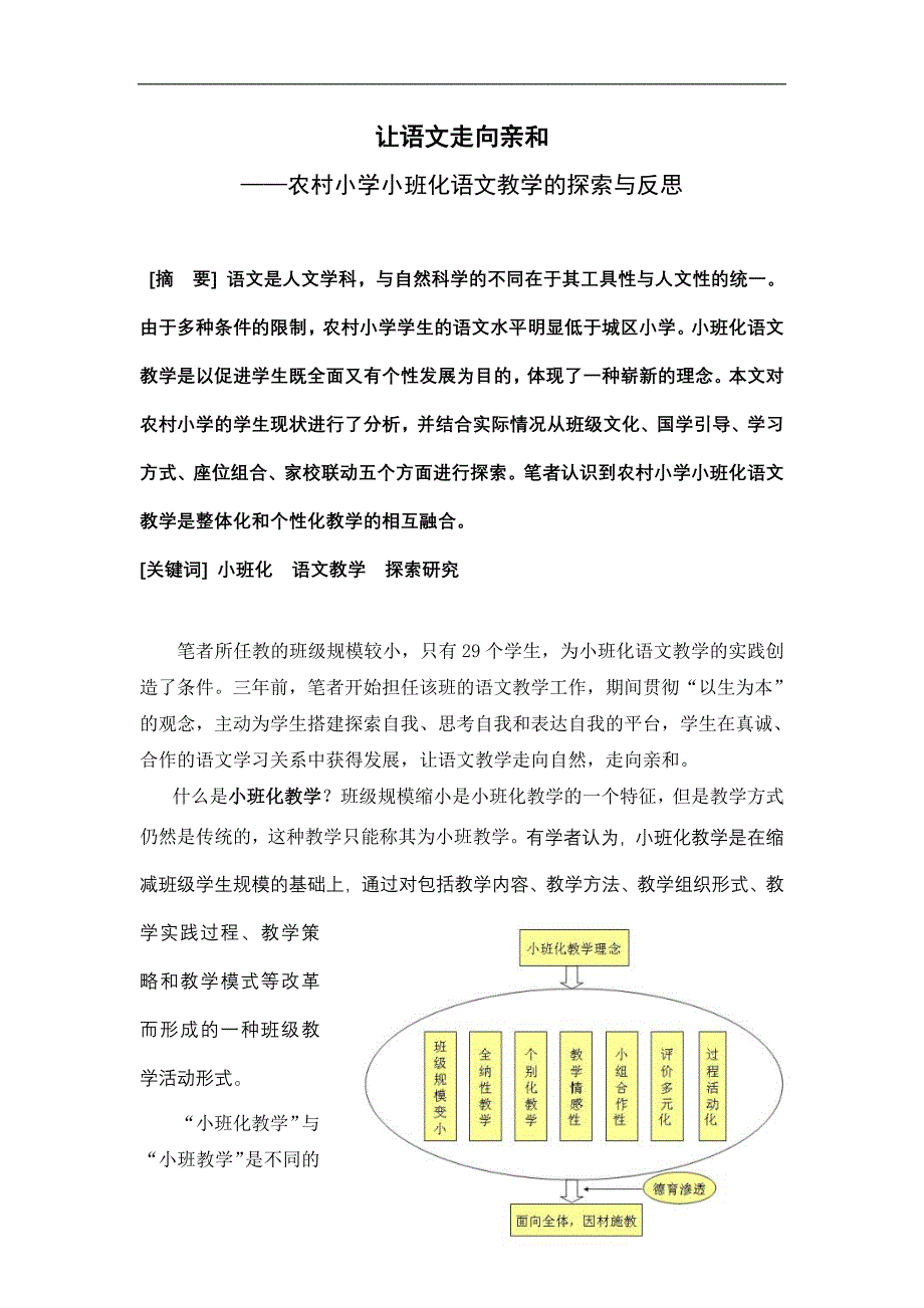 农村小学小班化语文教学的探索与反思_第1页