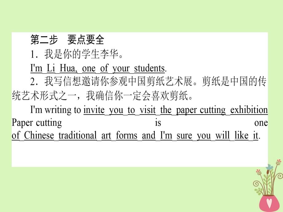 2019版高考英语一轮复习写作技巧点拨系列八满分作文怎样得_四步作文法课件北师大版_第4页