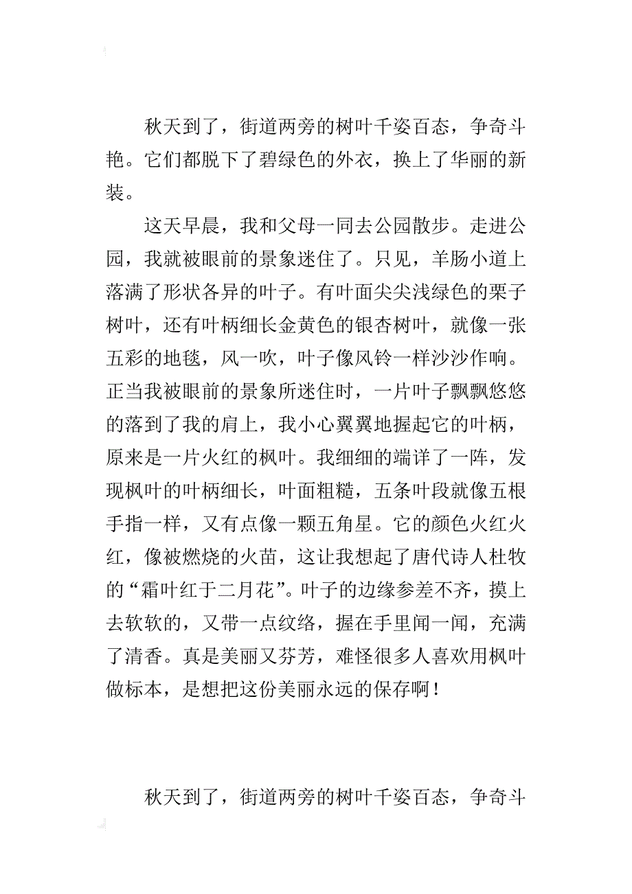 三年级观察植物的作文秋天的树叶_第2页