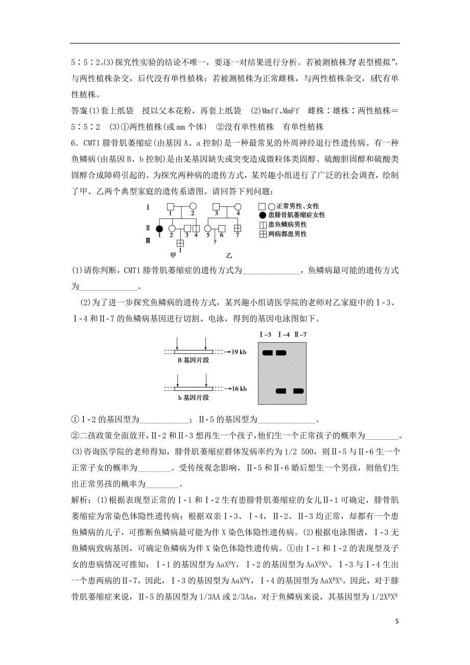 2019年高考生物一轮复习第五单元遗传的基本规律微专题五两种方法破解遗传学难题练习苏教版_第5页