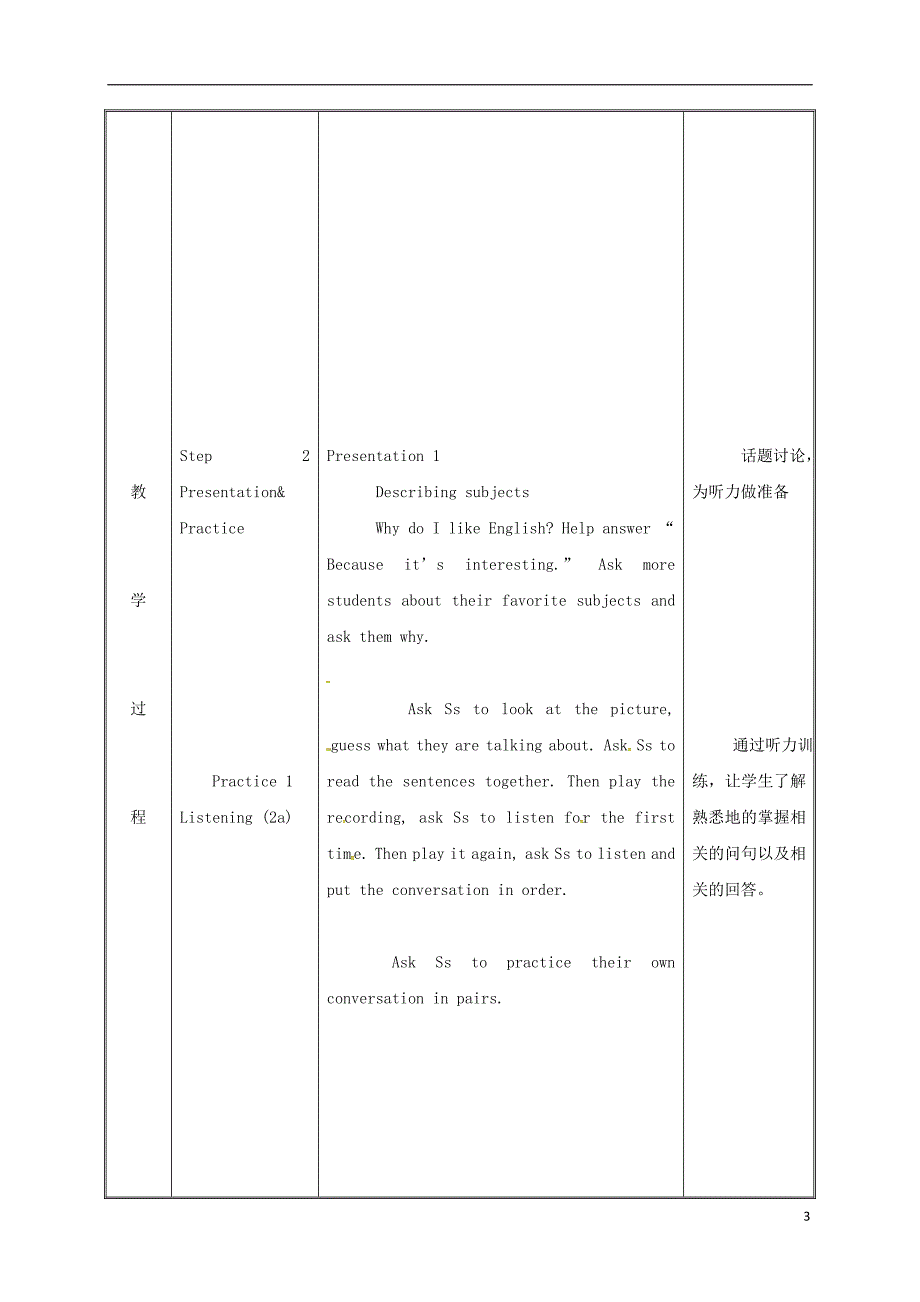 湖南省益阳市资阳区迎丰桥镇七年级英语上册unit9myfavoritesubjectissciencesectiona（2a-2d）教案（新版）人教新目标版_第3页