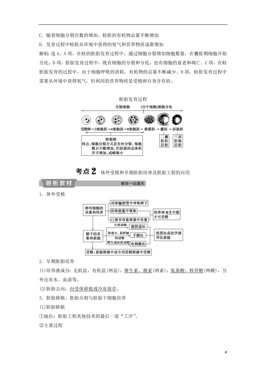 2019届高考生物一轮复习第十一单元现代生物科技专题第37讲胚胎工程与生物技术的安全性和伦理问题学案_第4页