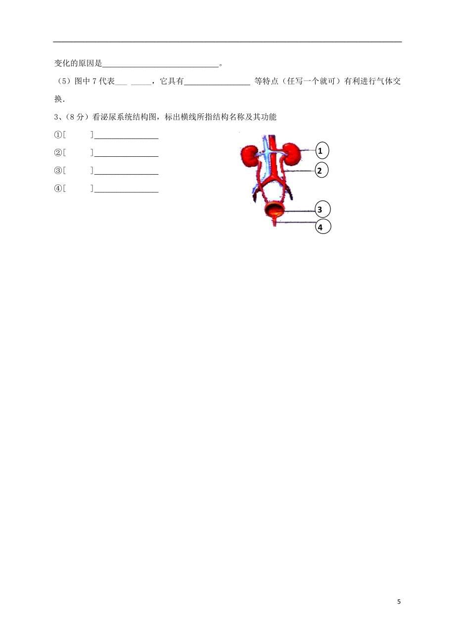 海南省三亚华侨学校2017_2018学年七年级生物下学期期中试题无答案新人教版_第5页