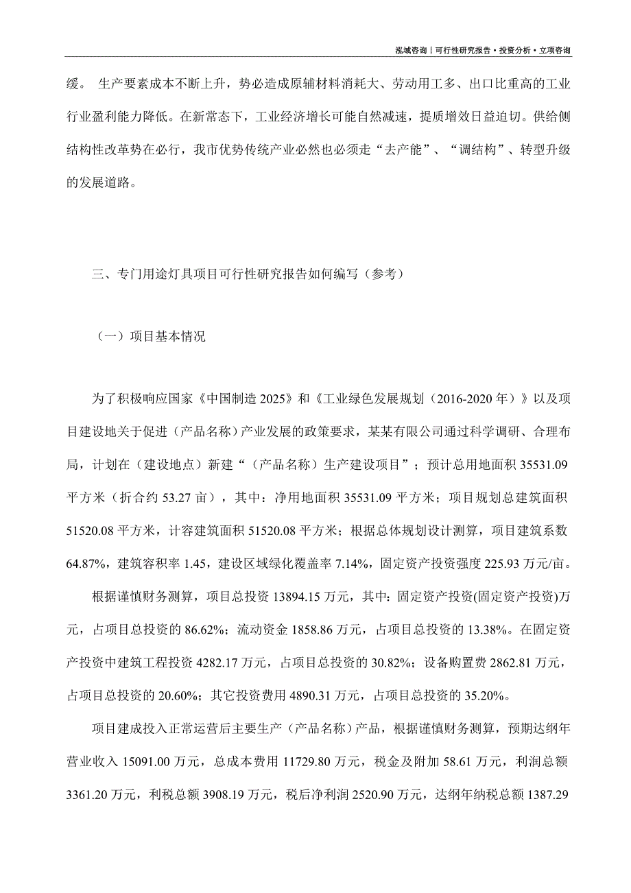 专门用途灯具项目可行性研究报告（模板大纲及重点分析）_第3页