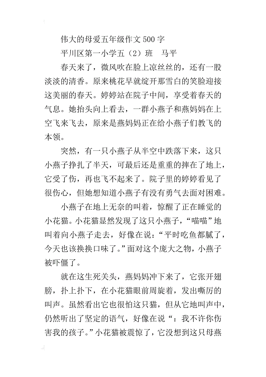 伟大的母爱五年级作文500字_第4页