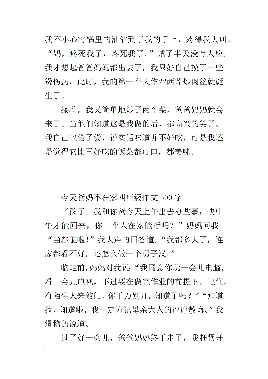 今天爸妈不在家四年级作文500字_第2页