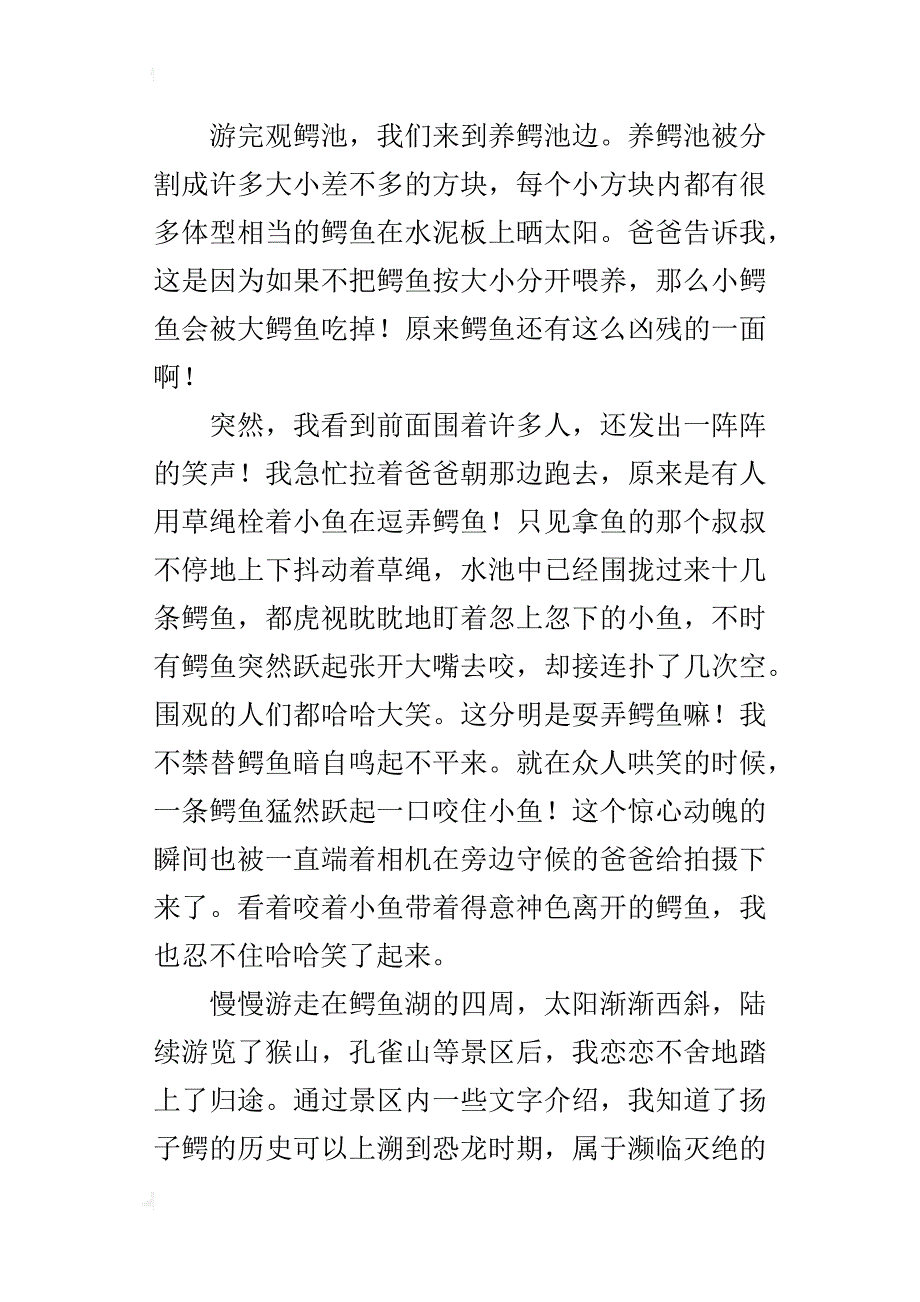 五年级假期活动作文鳄鱼湖游记_第4页