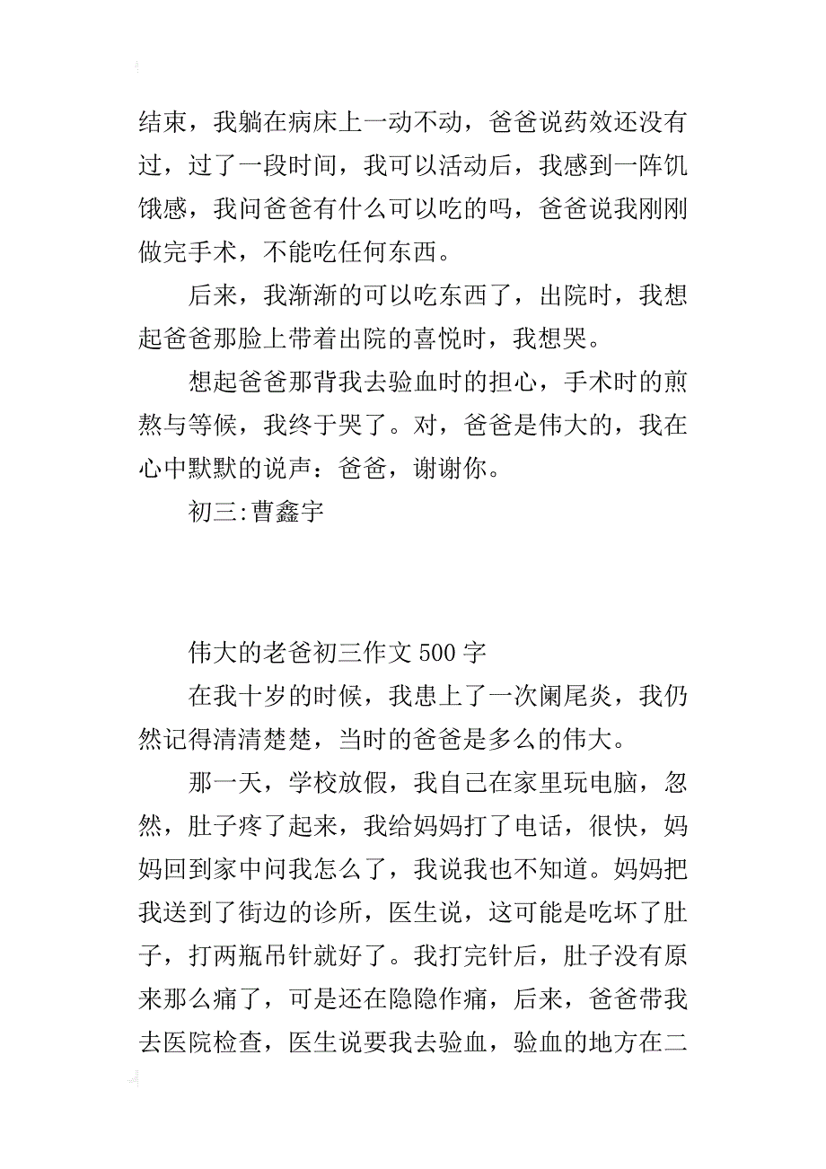 伟大的老爸初三作文500字_第2页