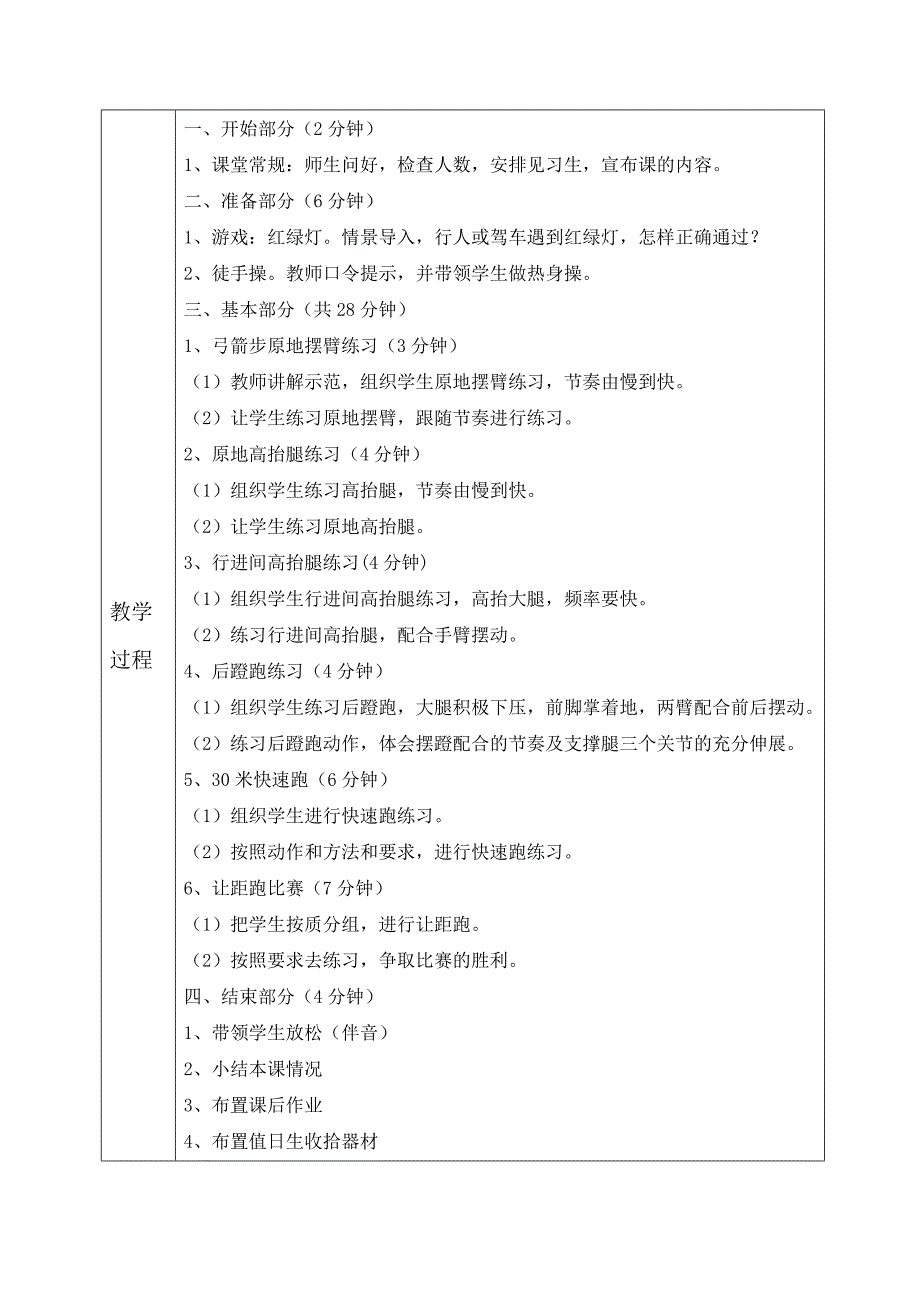 小学体育二年级《快速跑》教学设计_第2页