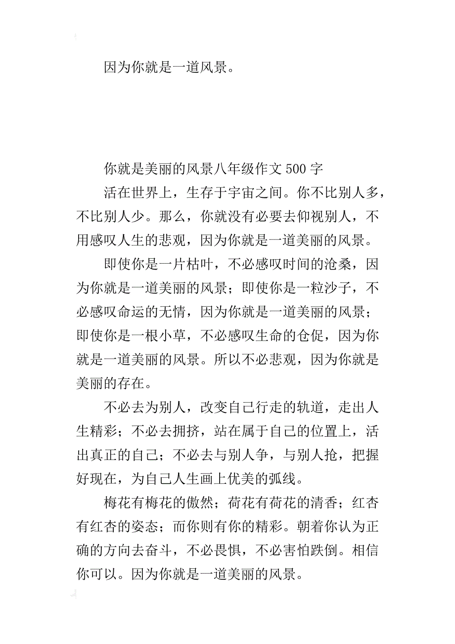 你就是美丽的风景八年级作文500字_第4页