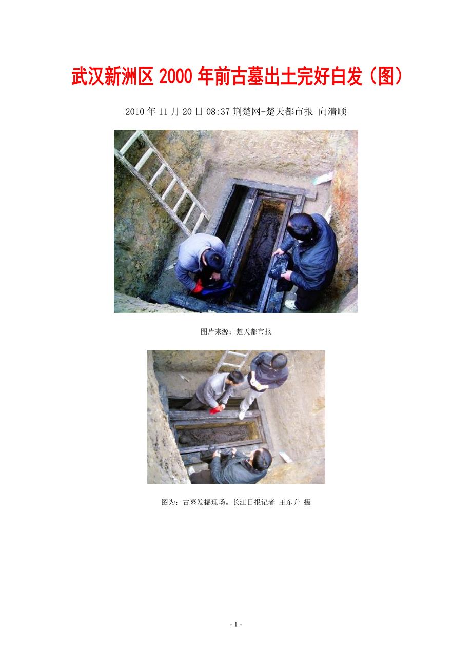 武汉新洲区2000年前古墓出土完好白发（图）_第1页