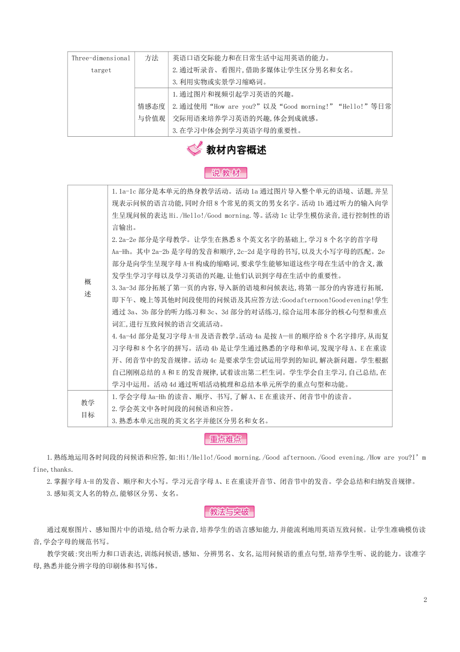 新目标人教版七年级上册英语教案全册_第2页