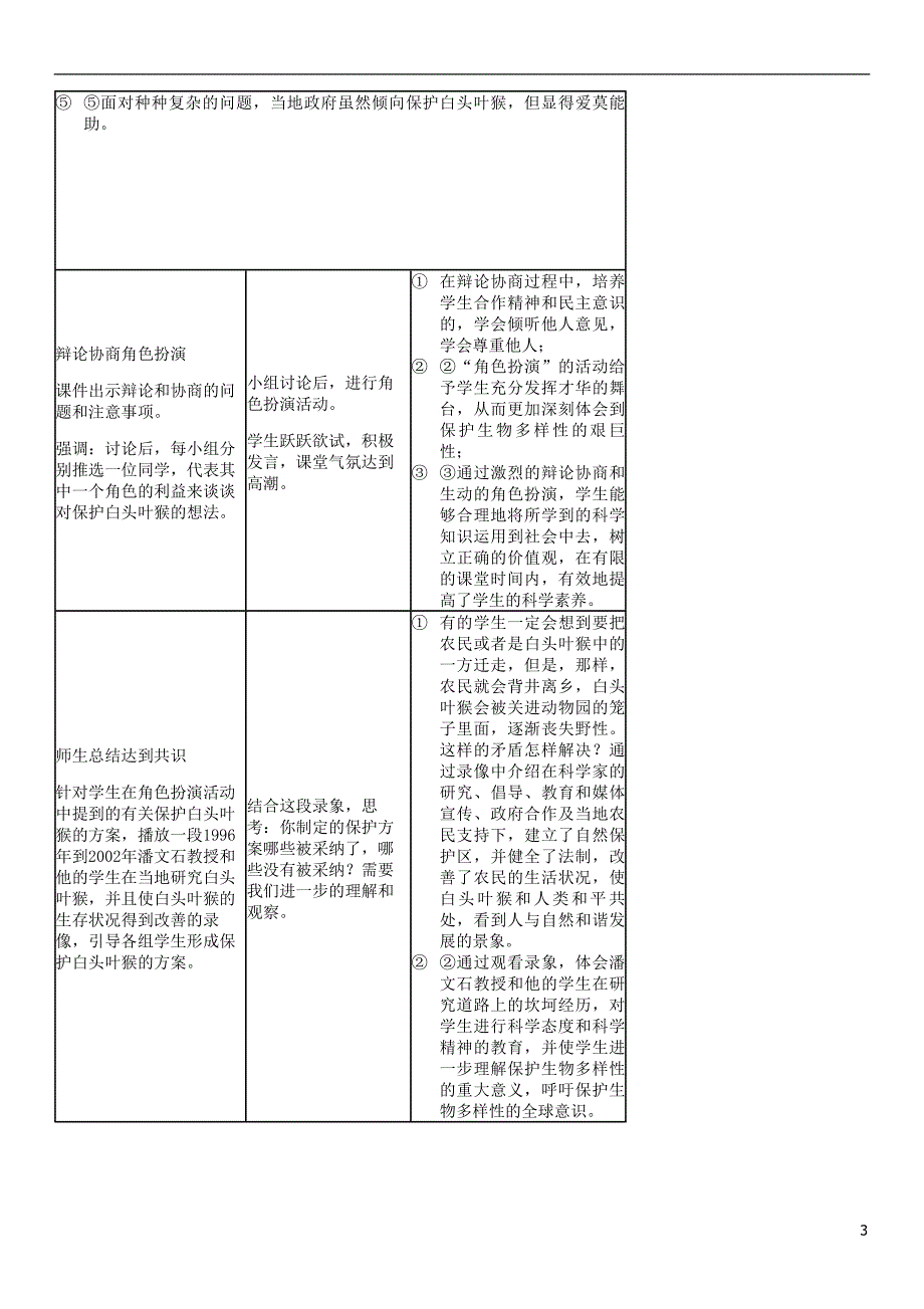 2018年八年级生物上册第6单元第3章保护生物的多样性教案新版新人教版_第3页