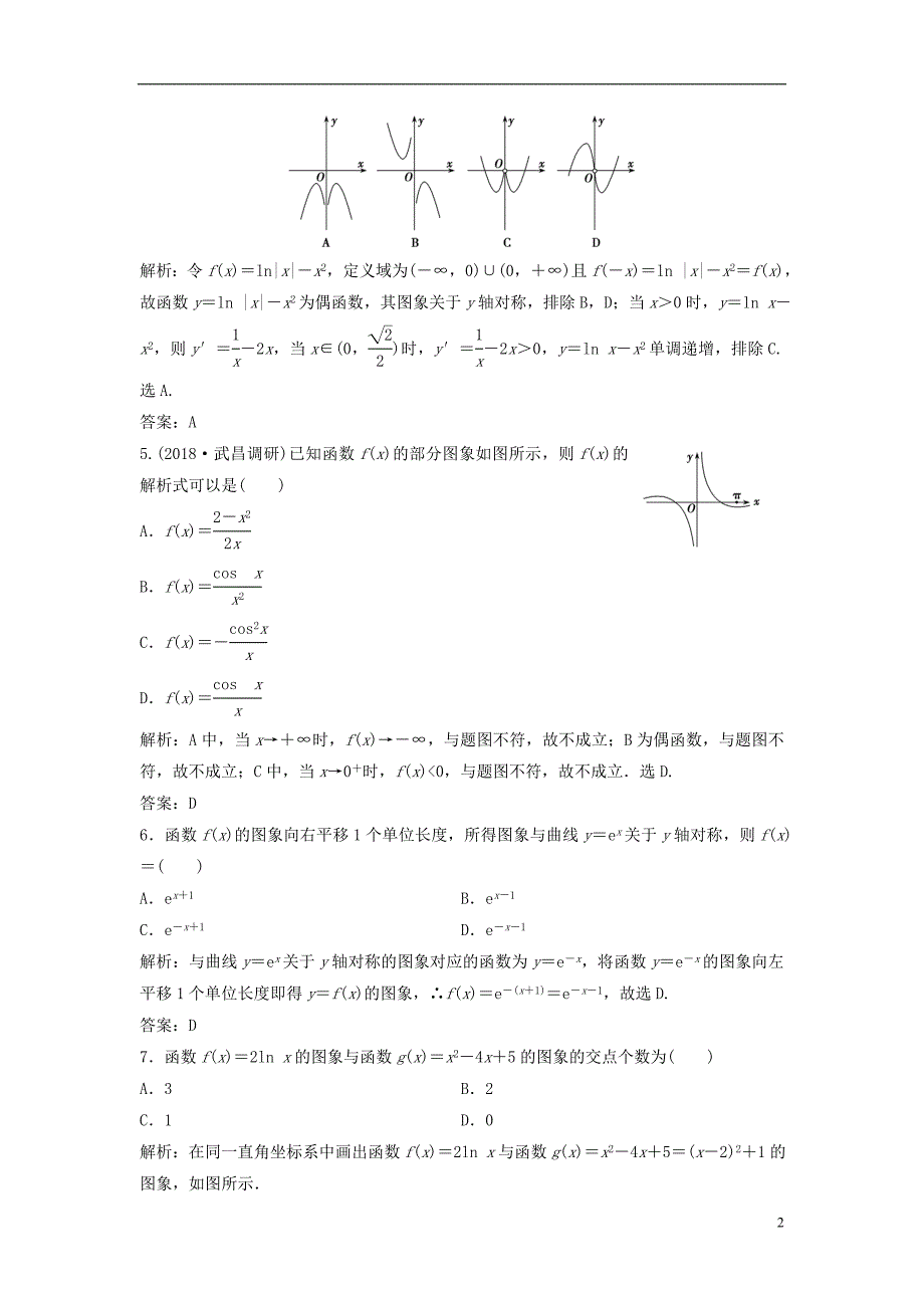 2019届高考数学一轮复习第二章函数、导数及其应用第七节函数的图象课时作业_第2页