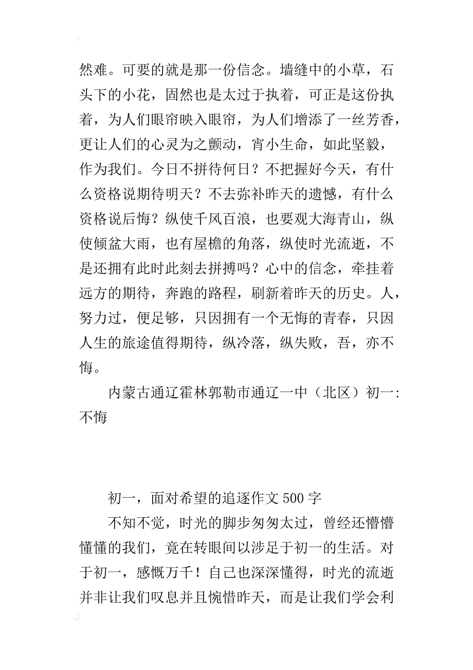 初一，面对希望的追逐作文500字_第2页