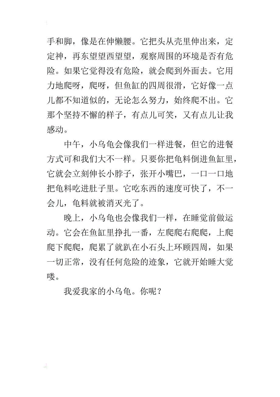 四年级描写我家的小乌龟作文400字_第4页