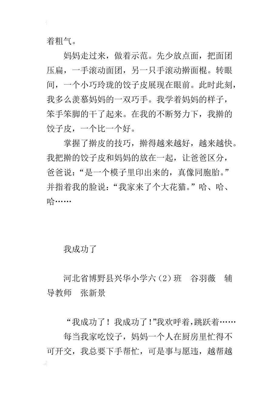 小学作文：我成功了_第4页