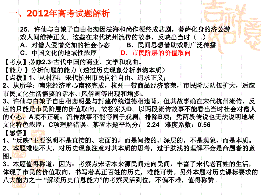 2012年全国新课标卷历史试题分析与备考建议［ppt课件］_第4页