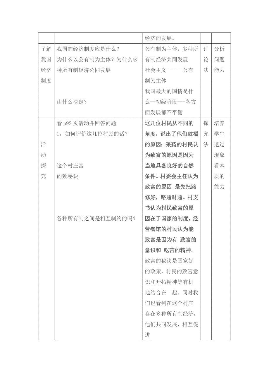 人教版九年级思想品德全套教案--造福人民的经济制度现成教案_第5页