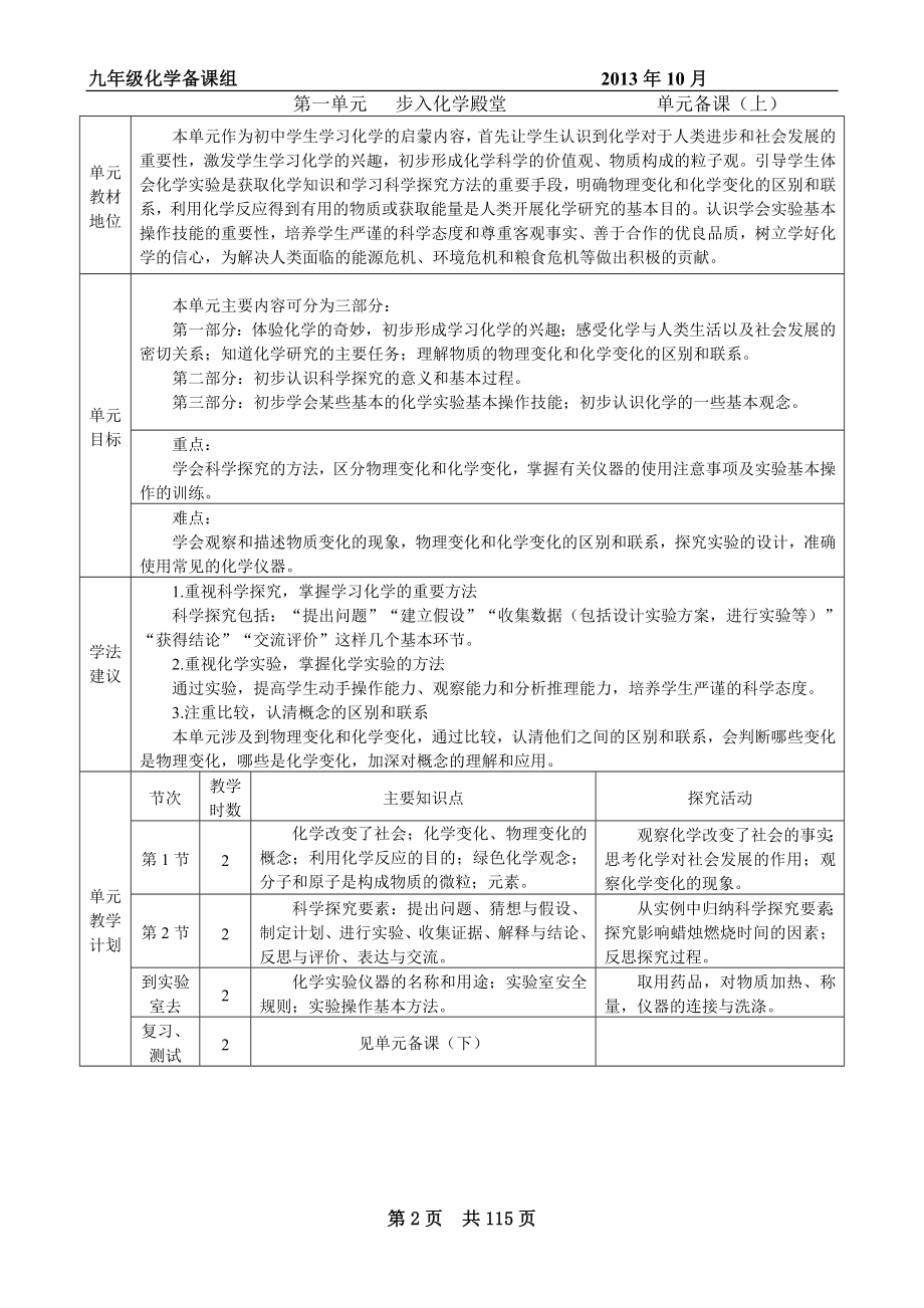 2012新课标鲁教版九年级化学上册全套教案_第2页