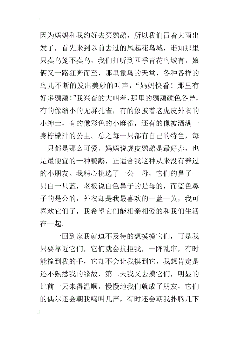 小学生写有关动物的作文500字 我的小鹦鹉_第3页