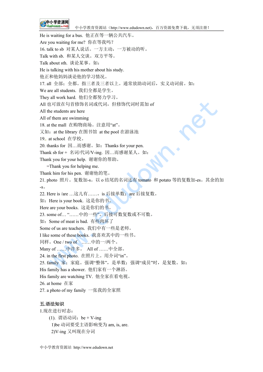 鲁教版七上Unit 1《I’m watching TV》word重难点归纳_第3页