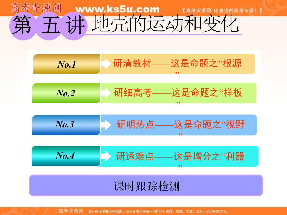 2018-2019学年高中新三维一轮复习地理中图版课件：第一部分 第二章 第五讲 地壳的运动和变化 _第1页