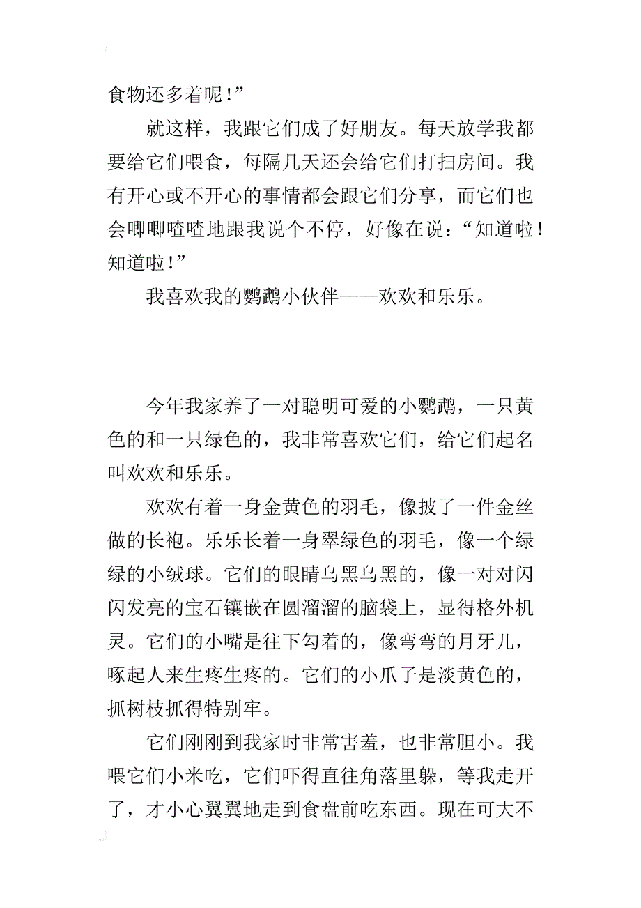 小学观察鸟儿的习作500字 我的鹦鹉小伙伴_第3页