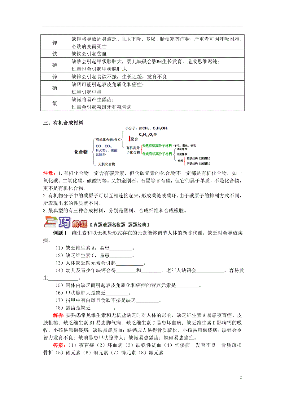 通用版中考化学重难点易错点复习讲练简析化学与生活含解析_第2页