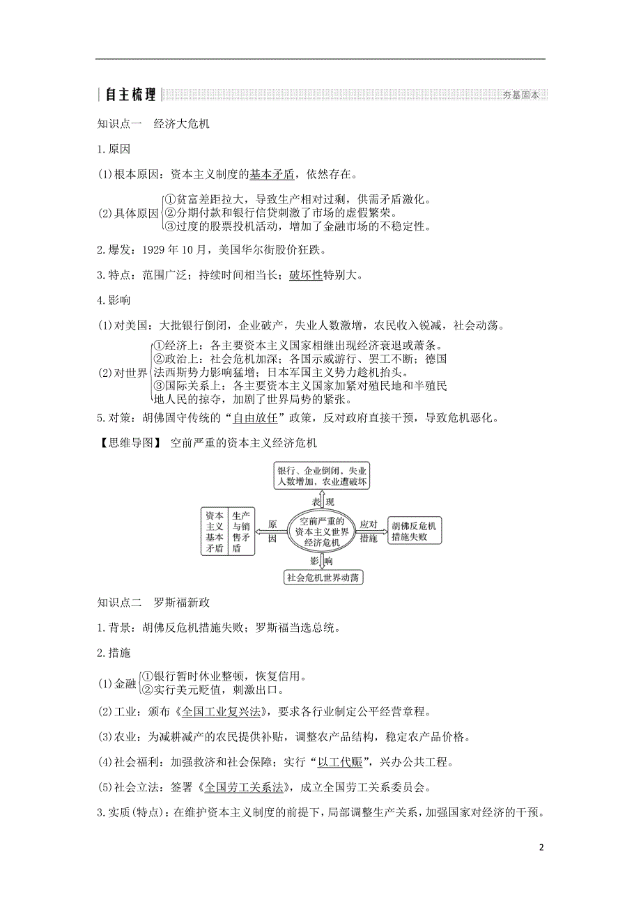 江苏专用2019届高考历史一轮复习第十一单元世界资本主义的经济政策调整和苏联的社会主义建设第22讲世界资本主义经济政策的调整学案新人教版_第2页