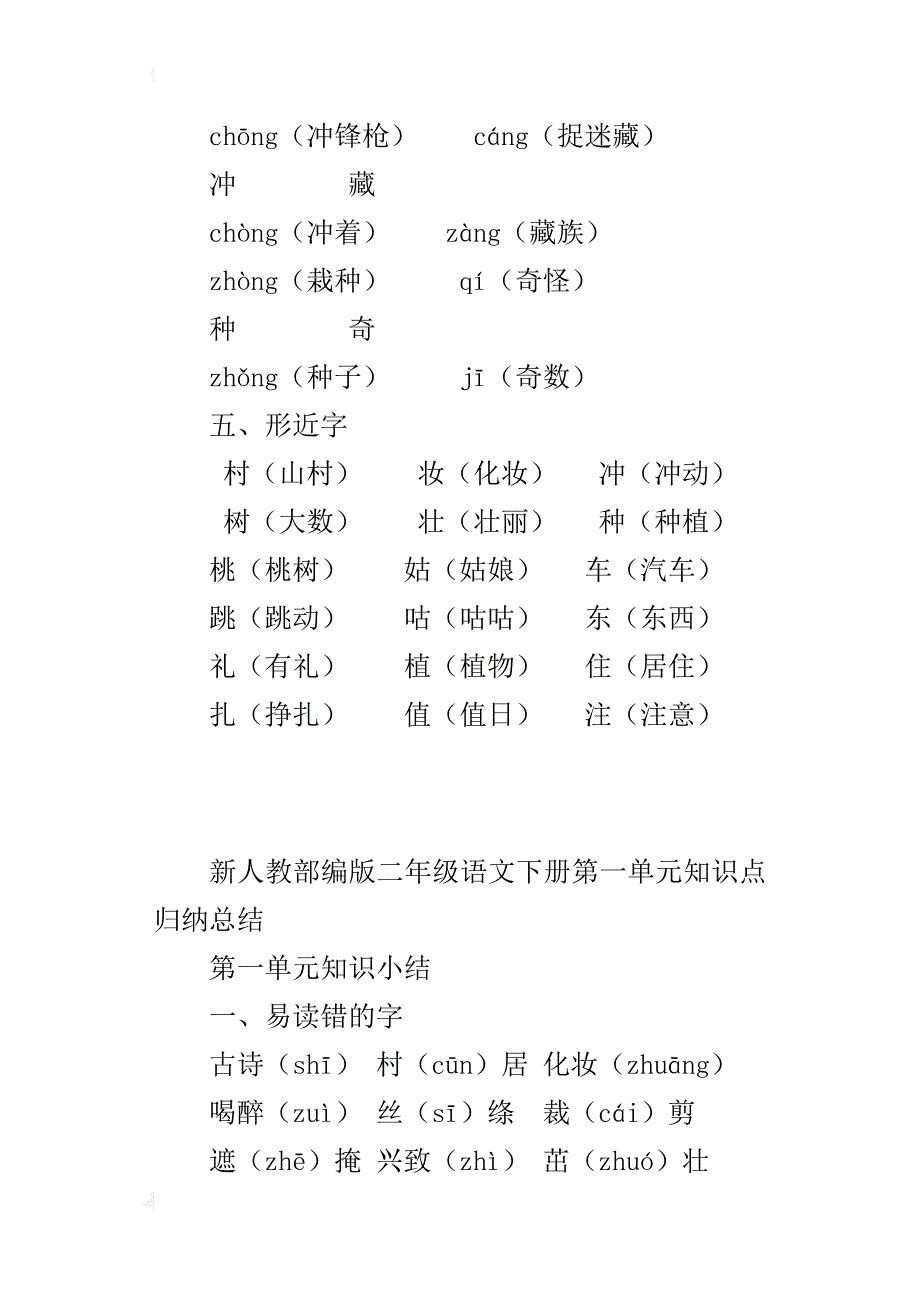 新人教部编版二年级语文下册第一单元知识点归纳总结_第4页