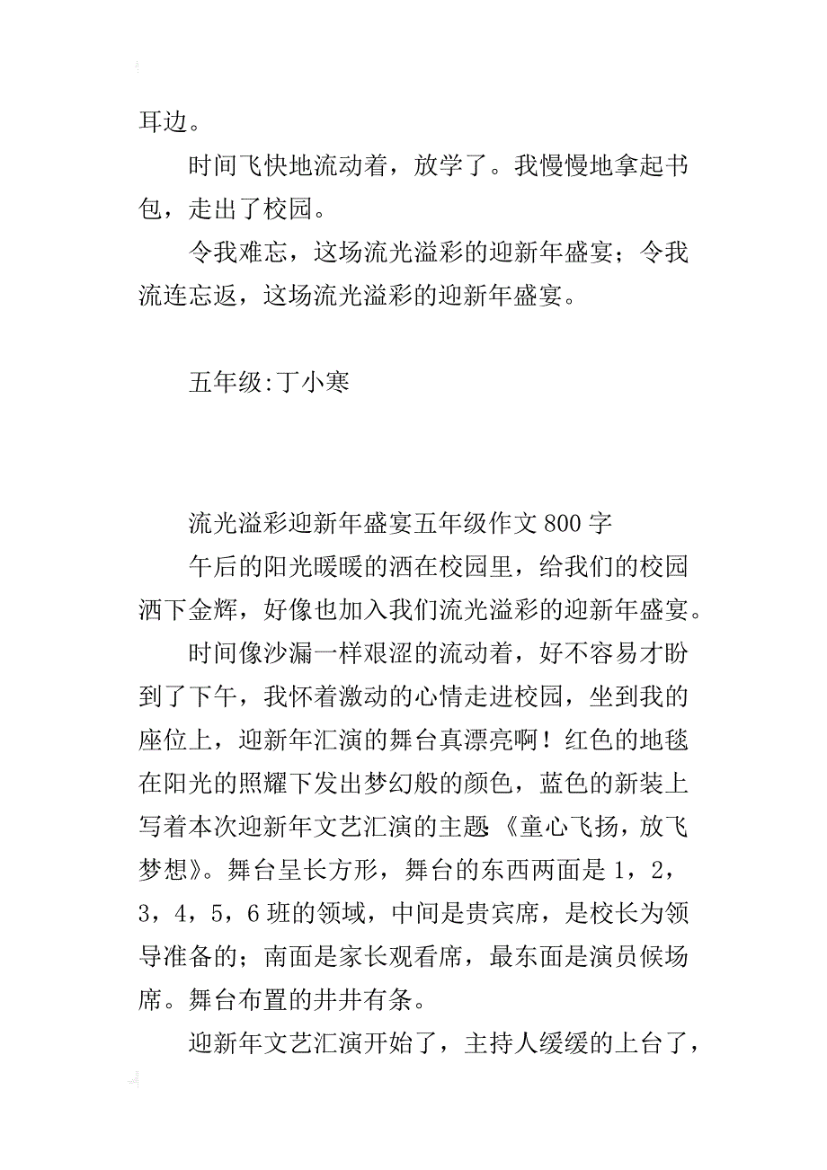 流光溢彩迎新年盛宴五年级作文800字_第3页