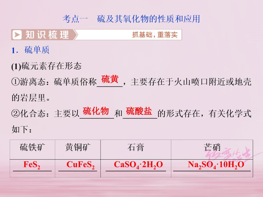 2019版高考化学总复习 第4章 非金属及其重要化合物 第3节 硫及其重要化合物课件 新人教版_第3页