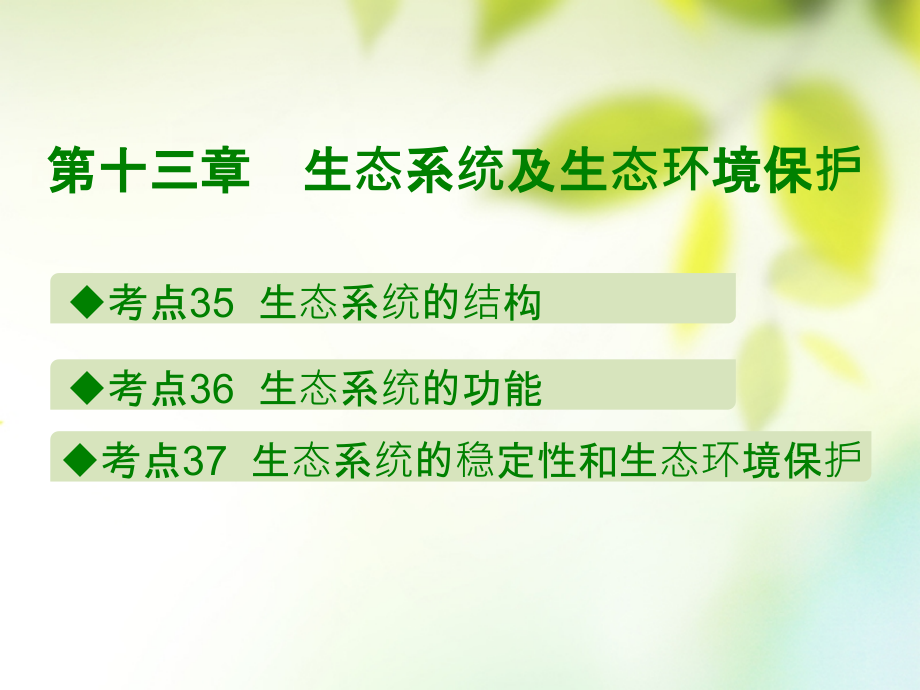 600分考点 700分考法（a版）2019版高考生物总复习 第十三章 生态系统及生态环境保护课件_第1页