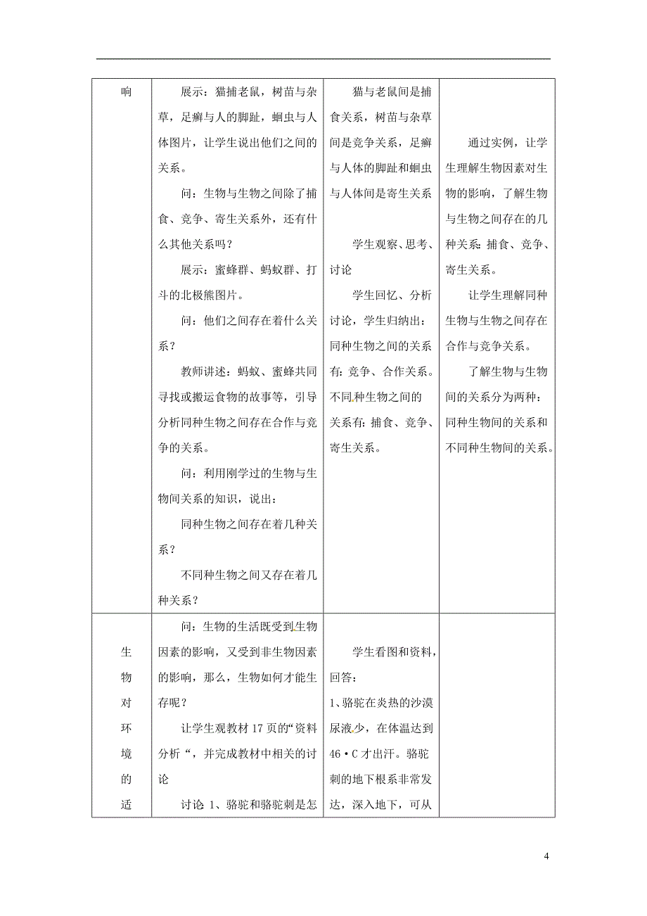 安徽省合肥市长丰县七年级生物上册1.2.1生物与环境的关系教案1新版新人教版_第4页