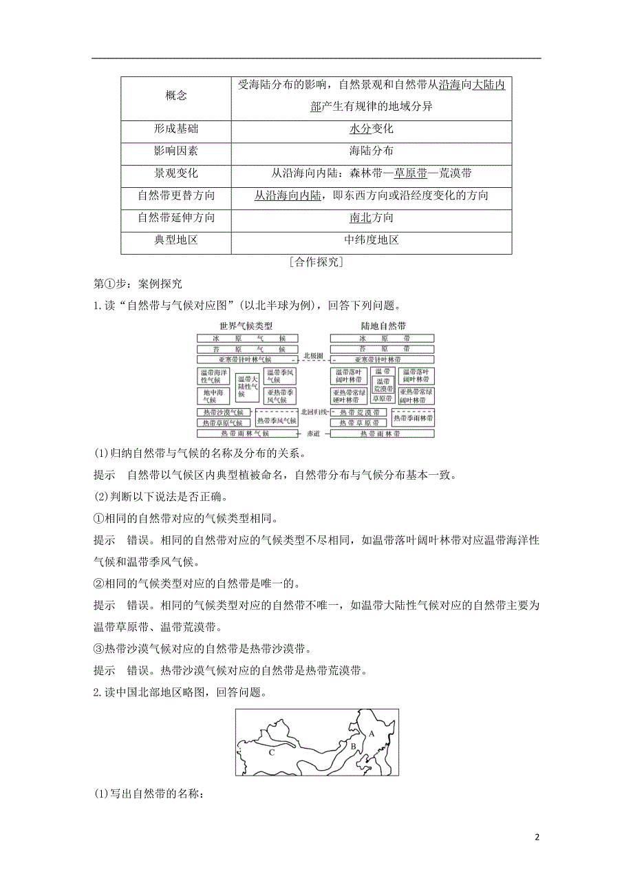 四省市2018_2019版高中地理第五章自然地理环境的整体性与差异性第二节自然地理环境的差异性学案新人教版必修_第2页