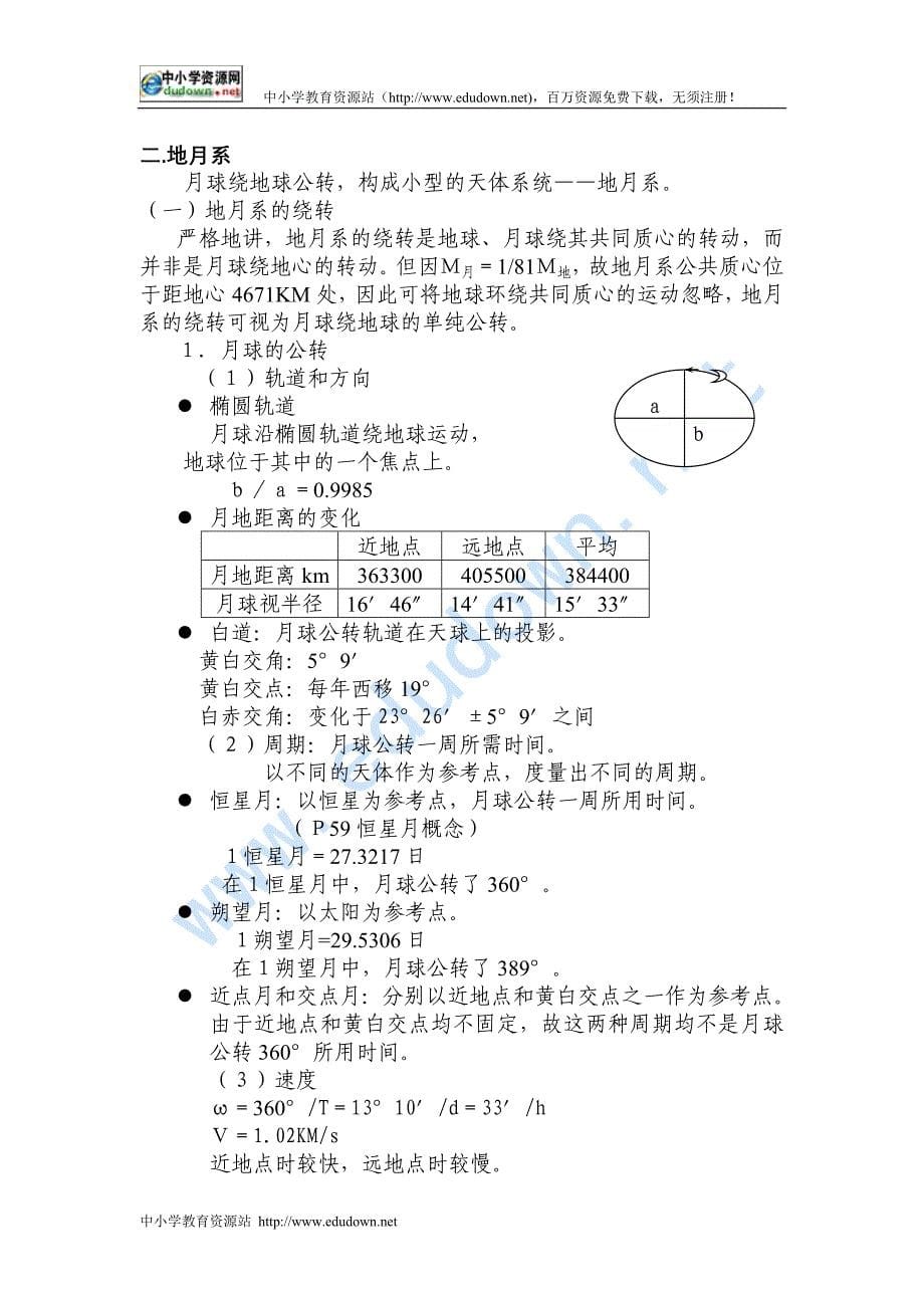 人教版地理选修1《月球和地月系》word教案_第5页