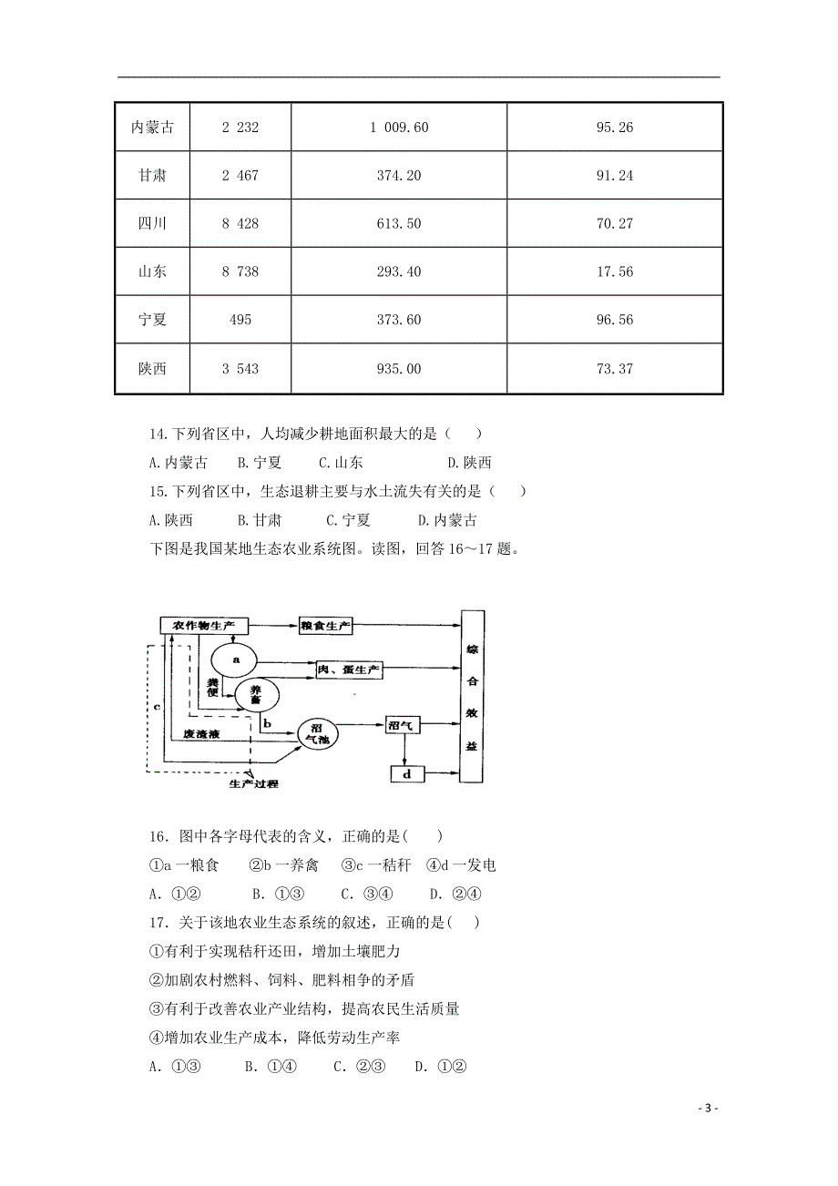 山东省微山县第二中学2017-2018学年高二地理下学期第二学段考试试题_第3页